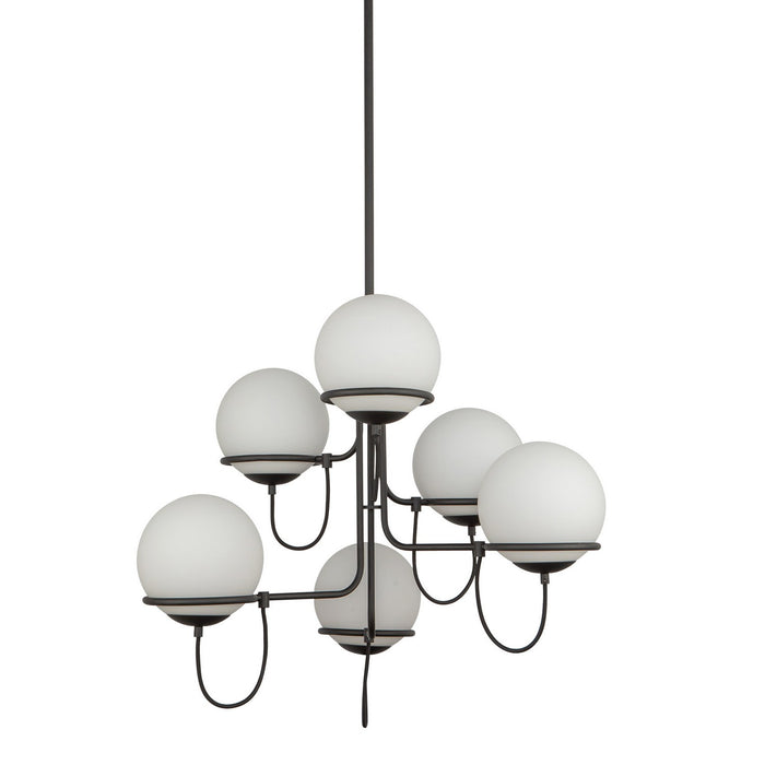 Alora CH458632MBOP Six Light Chandelier, Matte Black/Opal Glass