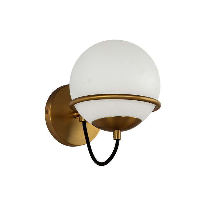 Alora WV458107AGOP One Light Wall Vanity, Aged Gold/Opal Glass