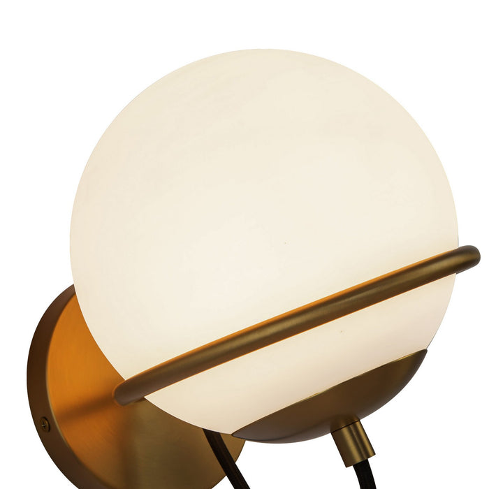 Alora WV458107AGOP One Light Wall Vanity, Aged Gold/Opal Glass
