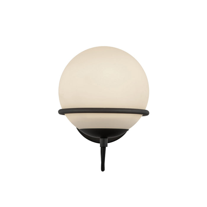 Alora WV458107MBOP One Light Wall Vanity, Matte Black/Opal Glass