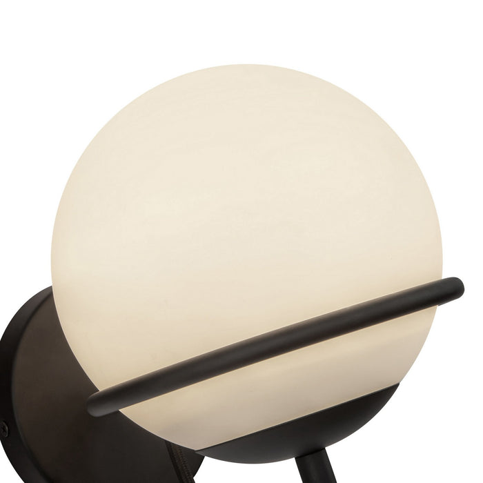 Alora WV458107MBOP One Light Wall Vanity, Matte Black/Opal Glass