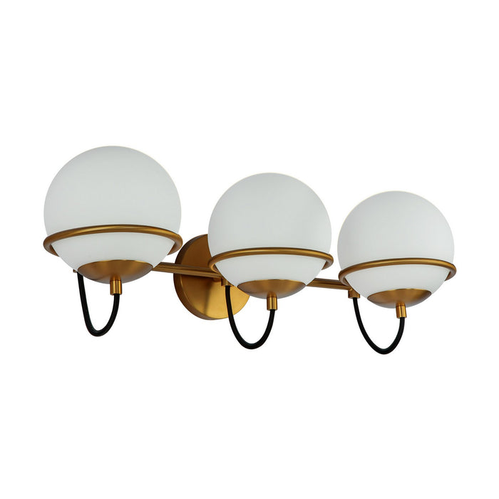 Alora WV458324AGOP Three Light Wall Vanity, Aged Gold/Opal Glass