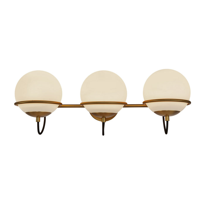 Alora WV458324AGOP Three Light Wall Vanity, Aged Gold/Opal Glass