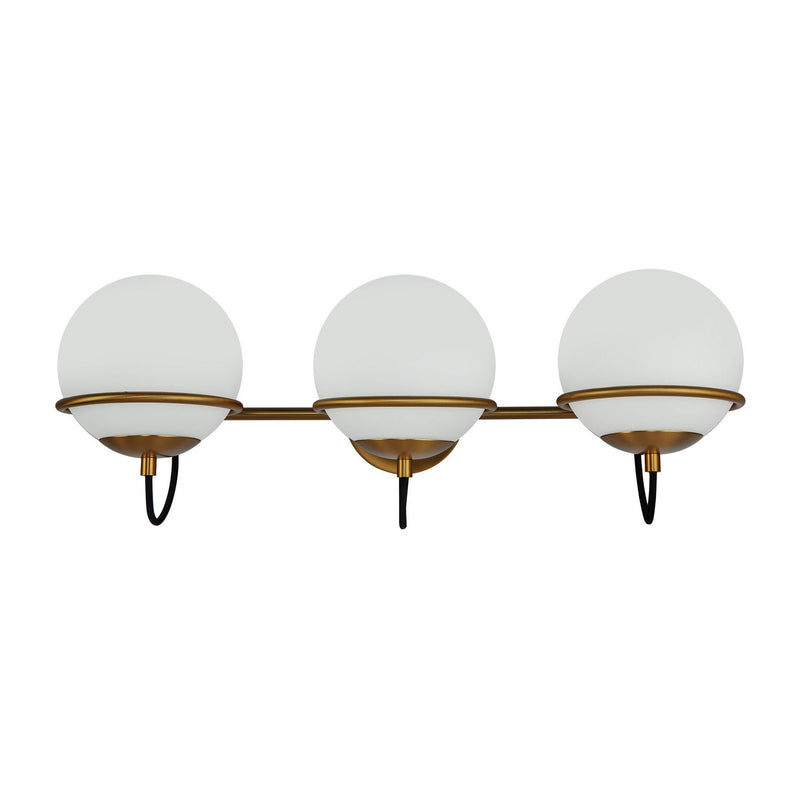 Alora WV458324AGOP Three Light Wall Vanity, Aged Gold/Opal Glass