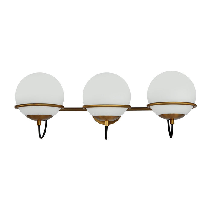 Alora WV458324AGOP Three Light Wall Vanity, Aged Gold/Opal Glass