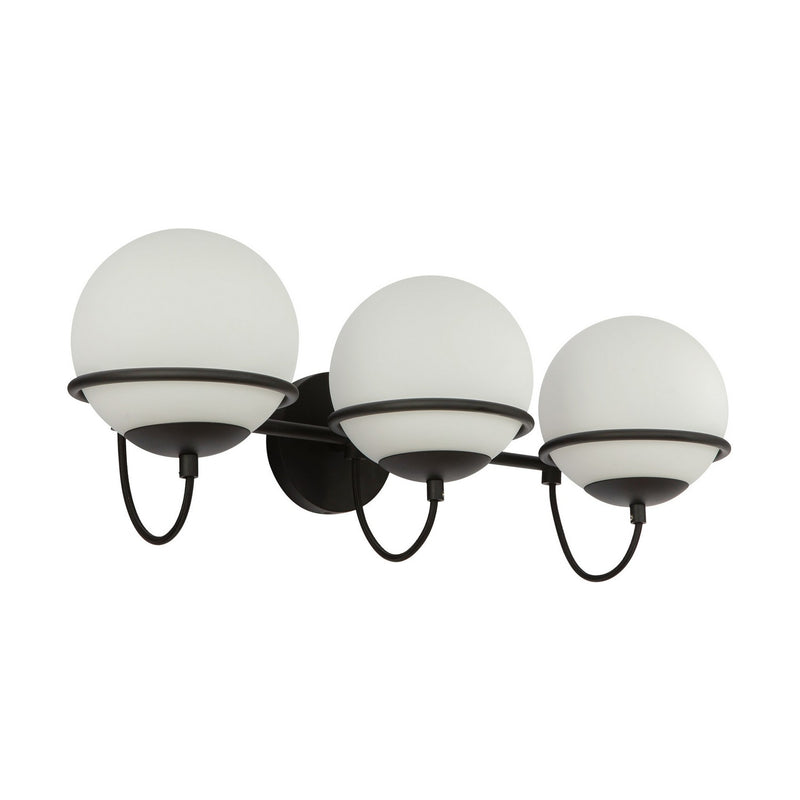 Alora WV458324MBOP Three Light Wall Vanity, Matte Black/Opal Glass