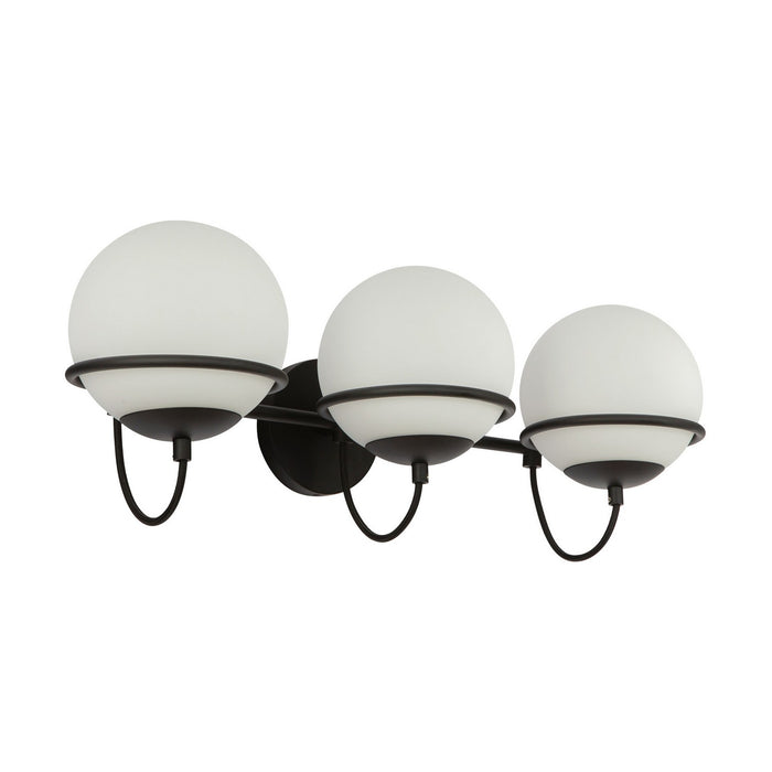 Alora WV458324MBOP Three Light Wall Vanity, Matte Black/Opal Glass