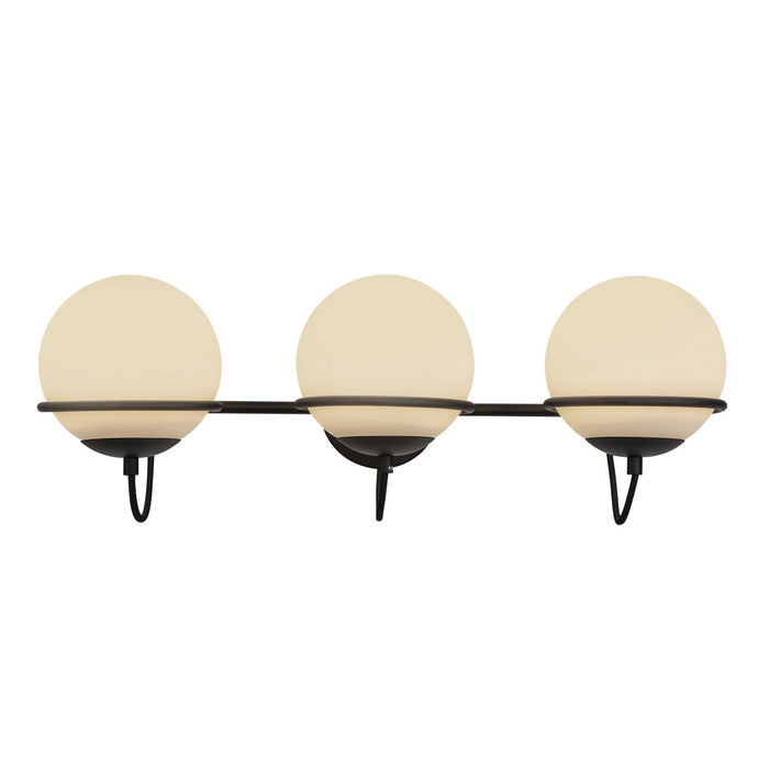 Alora WV458324MBOP Three Light Wall Vanity, Matte Black/Opal Glass