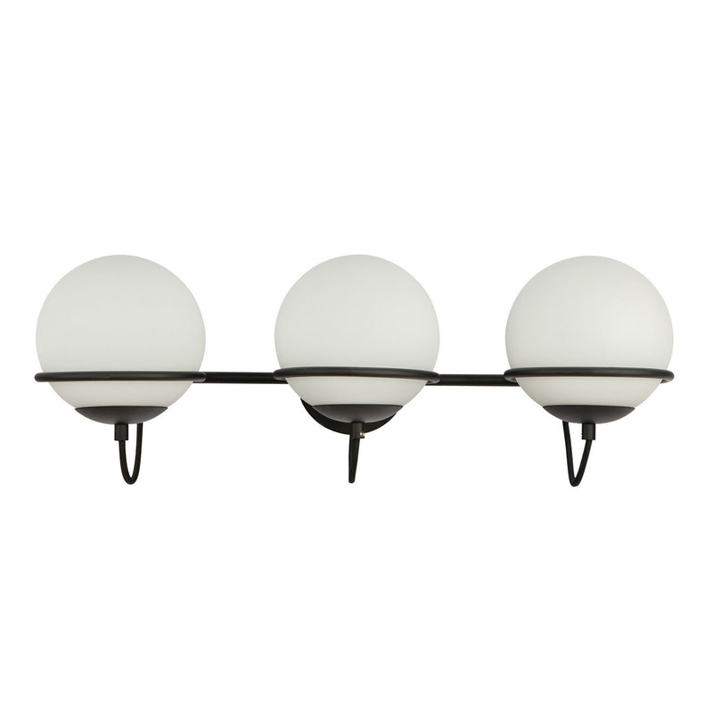 Alora WV458324MBOP Three Light Wall Vanity, Matte Black/Opal Glass