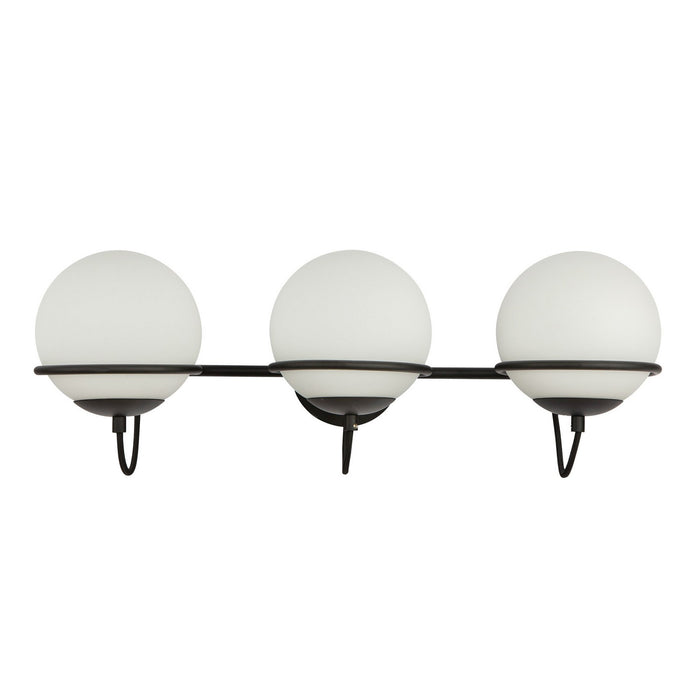 Alora WV458324MBOP Three Light Wall Vanity, Matte Black/Opal Glass