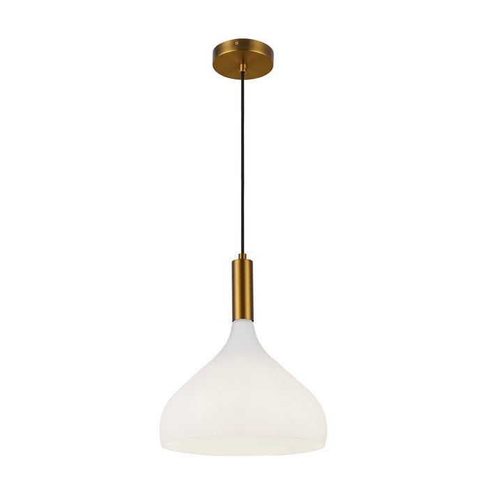 Alora PD532312AGOP One Light Pendant, Aged Gold/Opal Glass