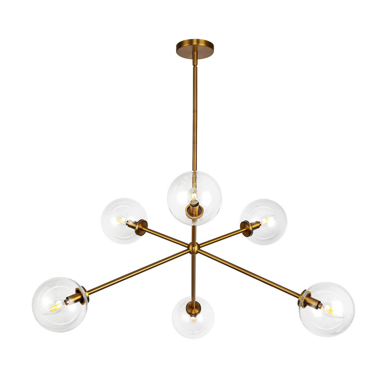 Alora CH549640AGCL Six Light Chandelier, Aged Gold/Clear Glass