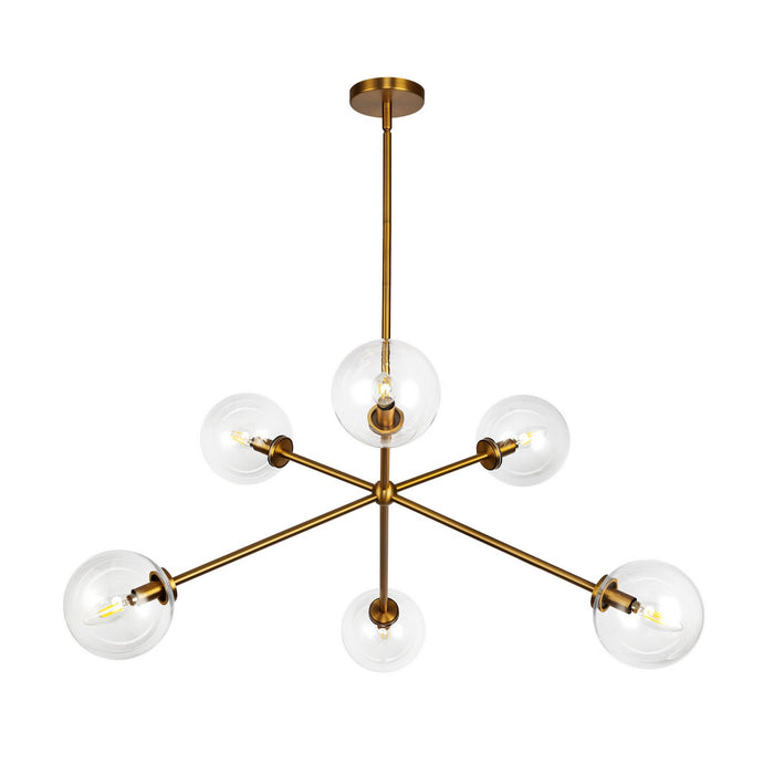 Alora CH549640AGCL Six Light Chandelier, Aged Gold/Clear Glass