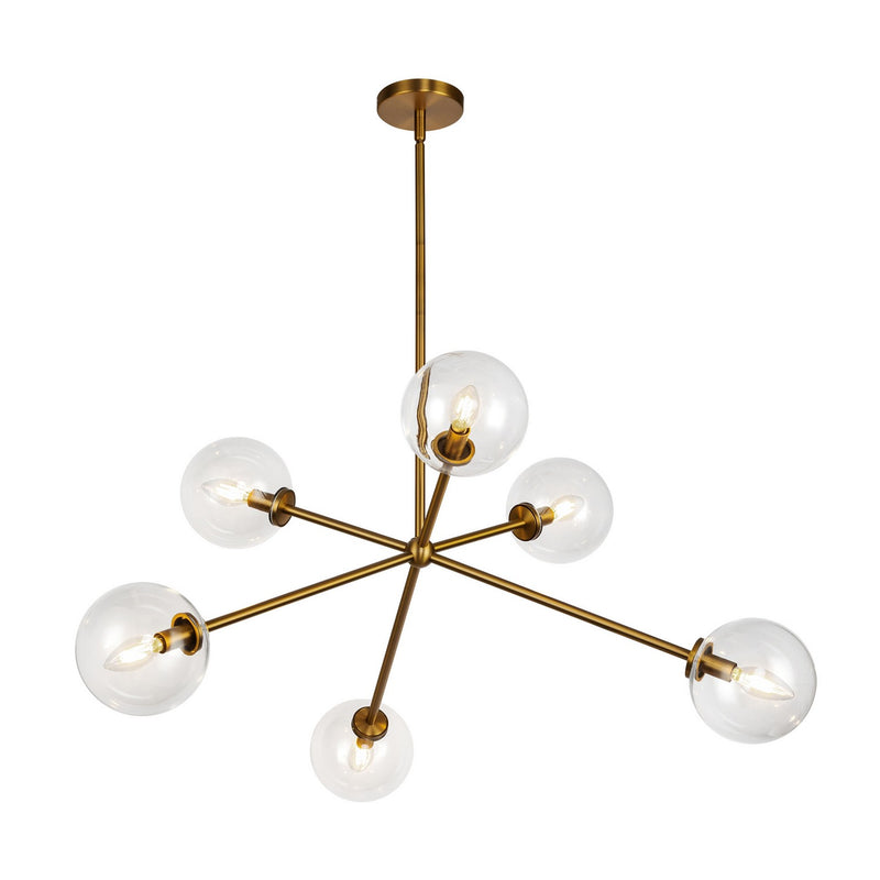 Alora CH549640AGCL Six Light Chandelier, Aged Gold/Clear Glass