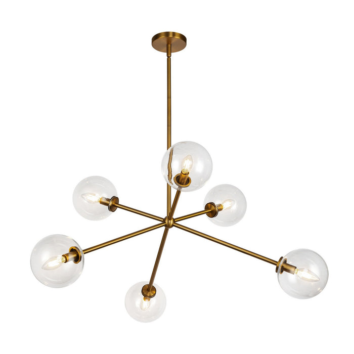 Alora CH549640AGCL Six Light Chandelier, Aged Gold/Clear Glass