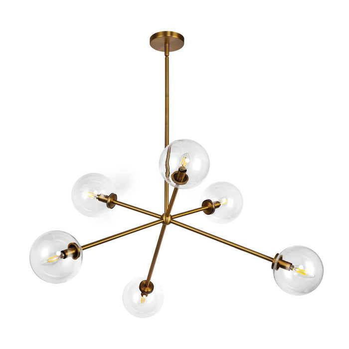 Alora CH549640AGCL Six Light Chandelier, Aged Gold/Clear Glass