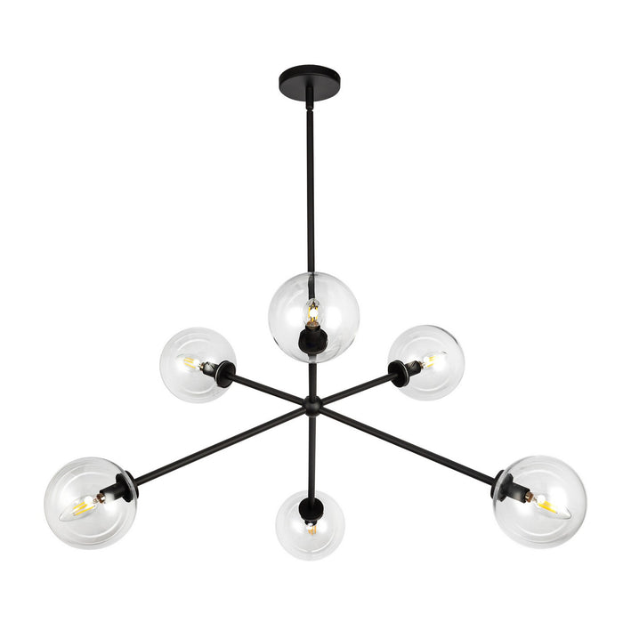 Alora CH549640MBCL Six Light Chandelier, Matte Black/Clear Glass