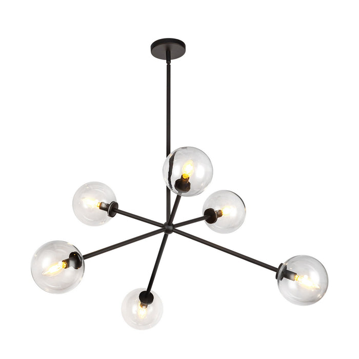 Alora CH549640MBCL Six Light Chandelier, Matte Black/Clear Glass