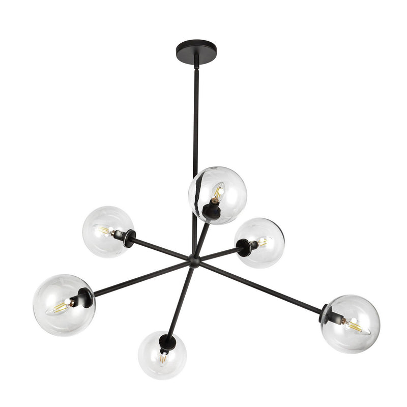 Alora CH549640MBCL Six Light Chandelier, Matte Black/Clear Glass
