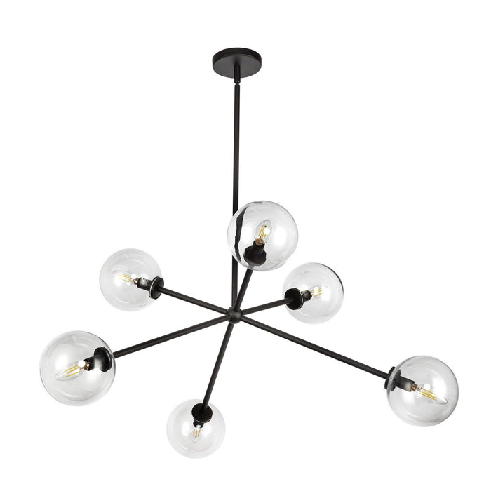 Alora CH549640MBCL Six Light Chandelier, Matte Black/Clear Glass