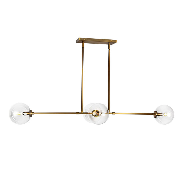 Alora LP549448AGCL Four Light Linear Pendant, Aged Gold/Clear Glass