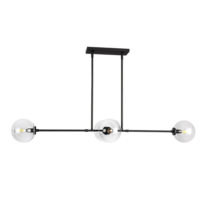Alora LP549448MBCL Four Light Linear Pendant, Matte Black/Clear Glass