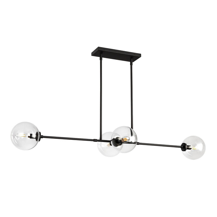 Alora LP549448MBCL Four Light Linear Pendant, Matte Black/Clear Glass