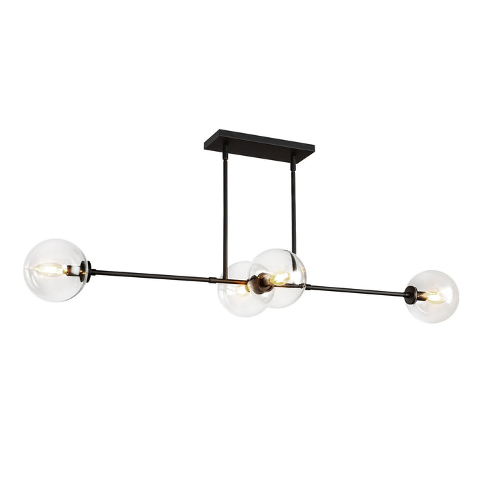 Alora LP549448MBCL Four Light Linear Pendant, Matte Black/Clear Glass