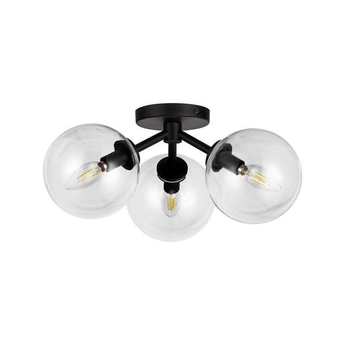 Alora SF549315MBCL Three Light Semi-Flush Mount, Matte Black/Clear Glass