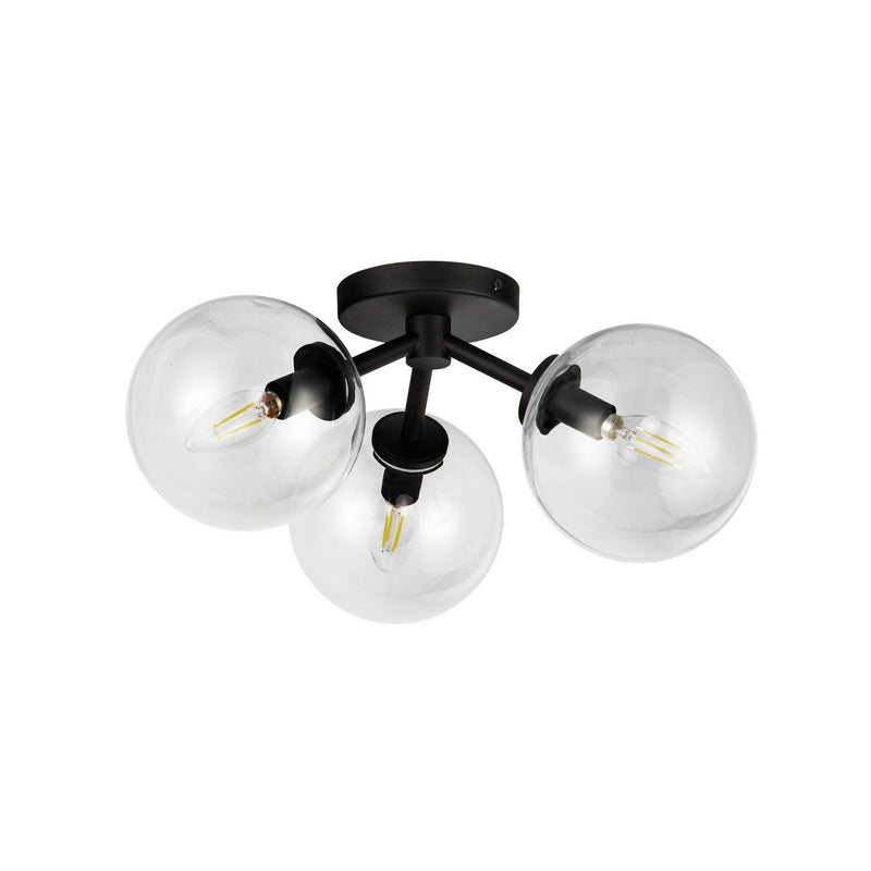 Alora SF549315MBCL Three Light Semi-Flush Mount, Matte Black/Clear Glass