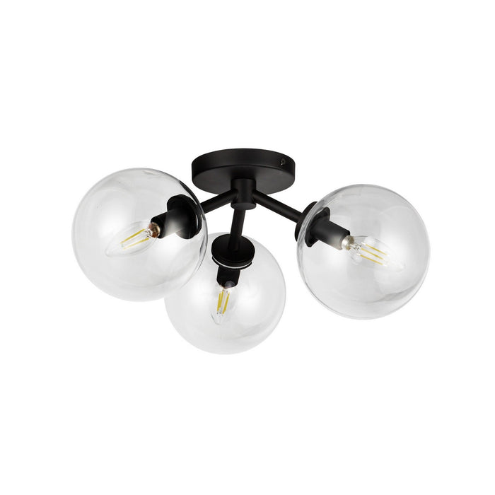 Alora SF549315MBCL Three Light Semi-Flush Mount, Matte Black/Clear Glass