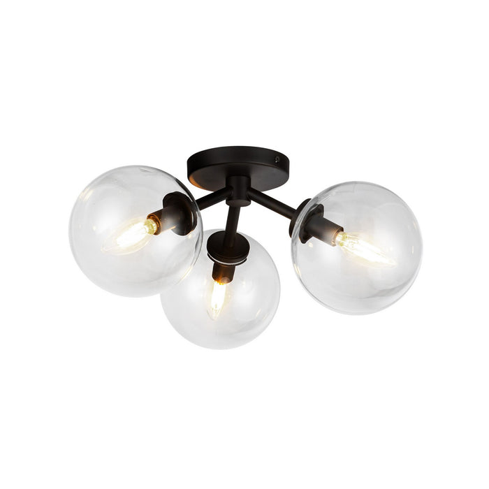 Alora SF549315MBCL Three Light Semi-Flush Mount, Matte Black/Clear Glass