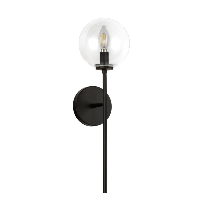 Alora WV549101MBCL One Light Wall Vanity, Matte Black/Clear Glass