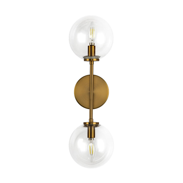 Alora WV549220AGCL Two Light Wall Vanity, Aged Gold/Clear Glass