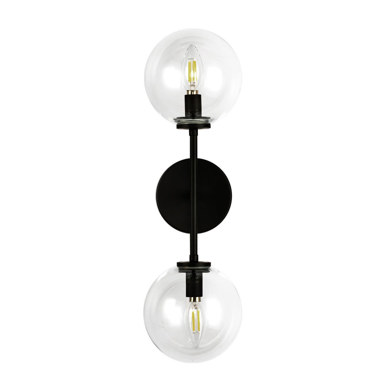 Alora WV549220MBCL Two Light Wall Vanity, Matte Black/Clear Glass