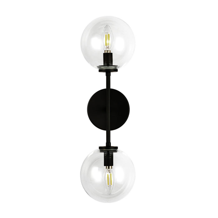 Alora WV549220MBCL Two Light Wall Vanity, Matte Black/Clear Glass