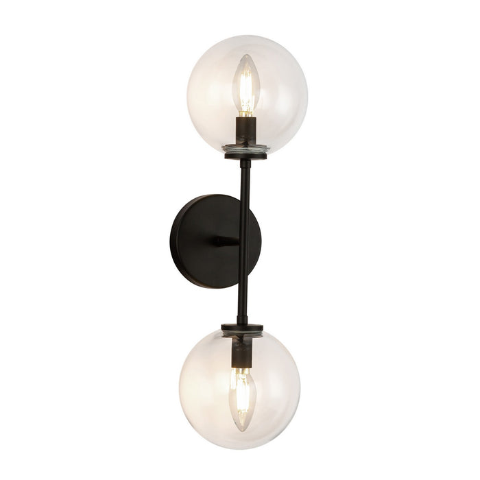 Alora WV549220MBCL Two Light Wall Vanity, Matte Black/Clear Glass