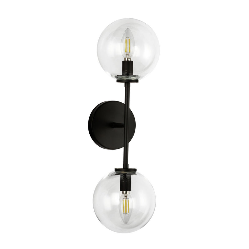 Alora WV549220MBCL Two Light Wall Vanity, Matte Black/Clear Glass
