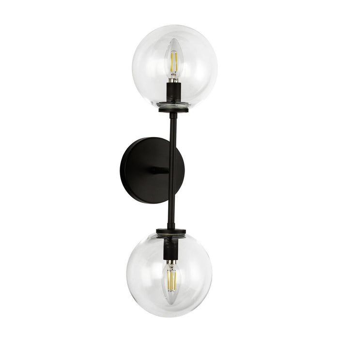 Alora WV549220MBCL Two Light Wall Vanity, Matte Black/Clear Glass
