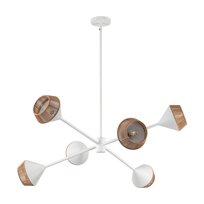 Alora CH633638WHBR Six Light Chandelier, White/Brown Cotton Rope