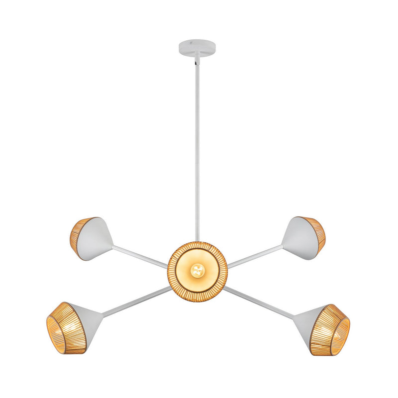 Alora CH633638WHBR Six Light Chandelier, White/Brown Cotton Rope