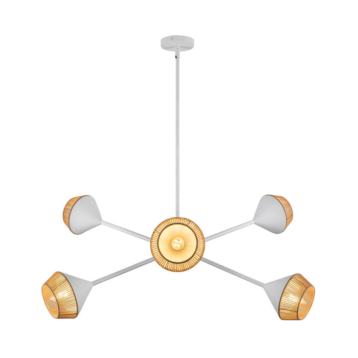 Alora CH633638WHBR Six Light Chandelier, White/Brown Cotton Rope