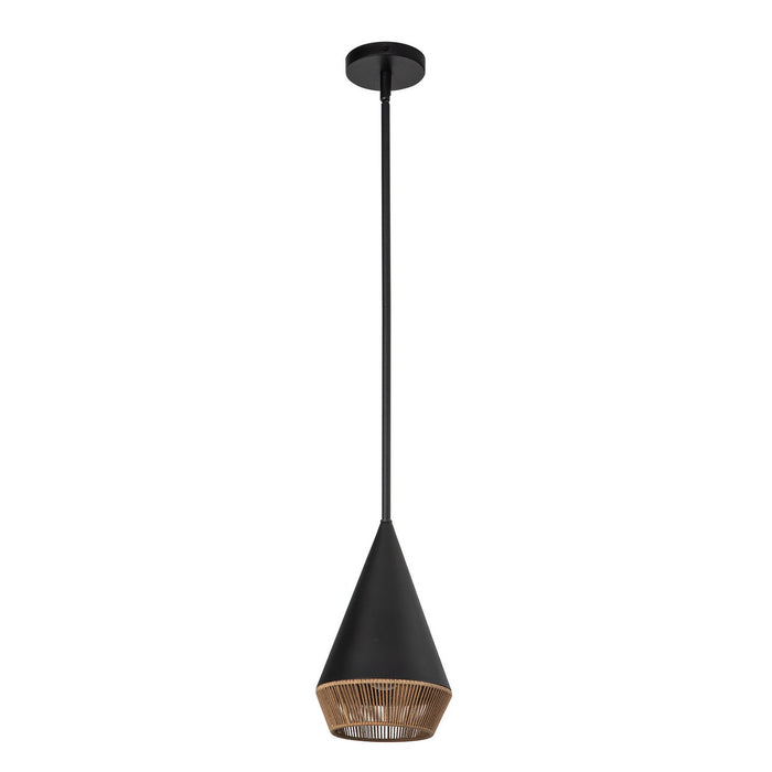 Alora PD633107MBBR One Light Pendant, Matte Black/Brown Cotton Rope