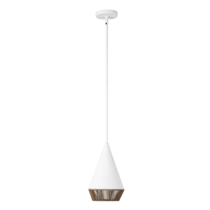 Alora PD633107WHBR One Light Pendant, White/Brown Cotton Rope