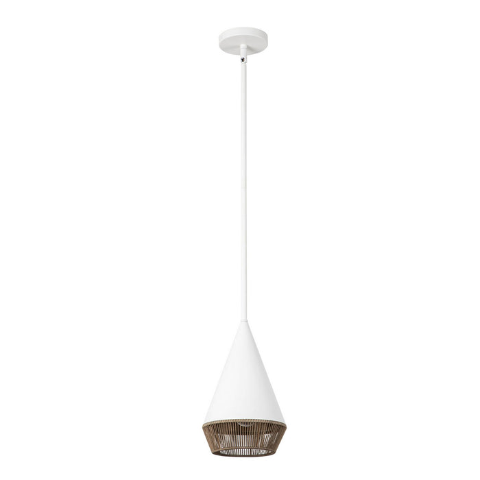 Alora PD633107WHBR One Light Pendant, White/Brown Cotton Rope
