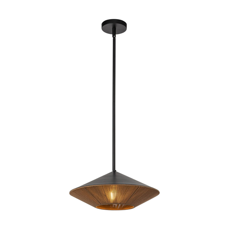 Alora PD633215MBBR One Light Pendant, Matte Black/Brown Cotton Rope