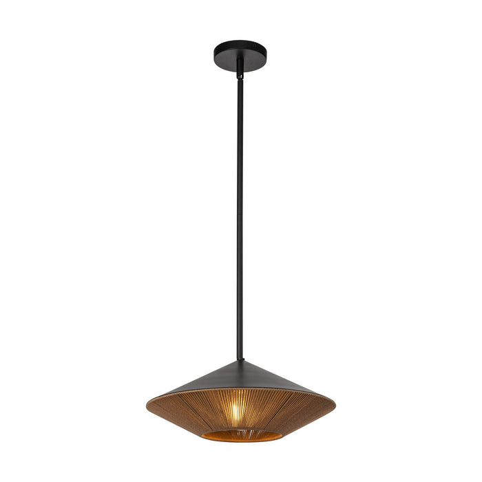 Alora PD633215MBBR One Light Pendant, Matte Black/Brown Cotton Rope