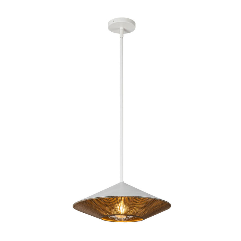 Alora PD633215WHBR One Light Pendant, White/Brown Cotton Rope