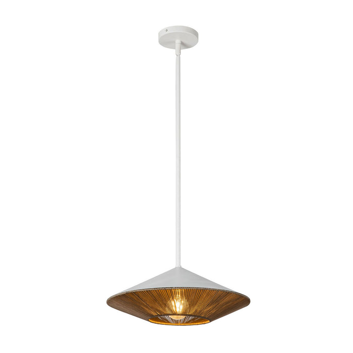 Alora PD633215WHBR One Light Pendant, White/Brown Cotton Rope