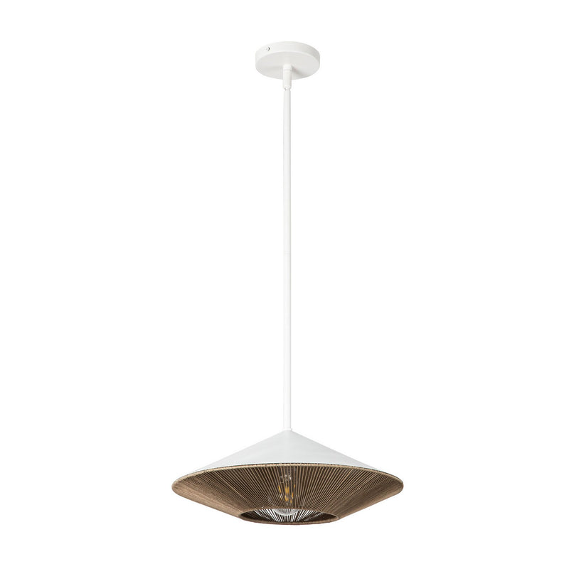 Alora PD633215WHBR One Light Pendant, White/Brown Cotton Rope